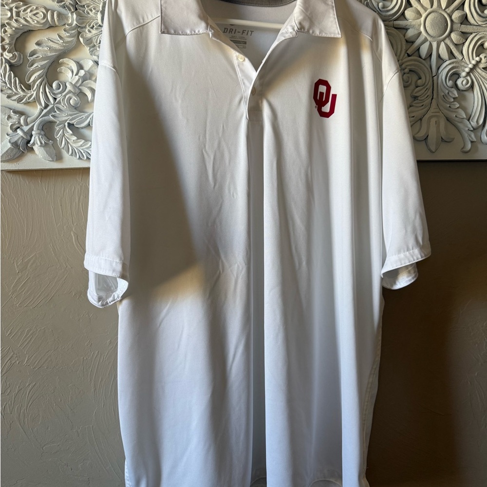 OU Nike White Dri Fit Polo Shirt